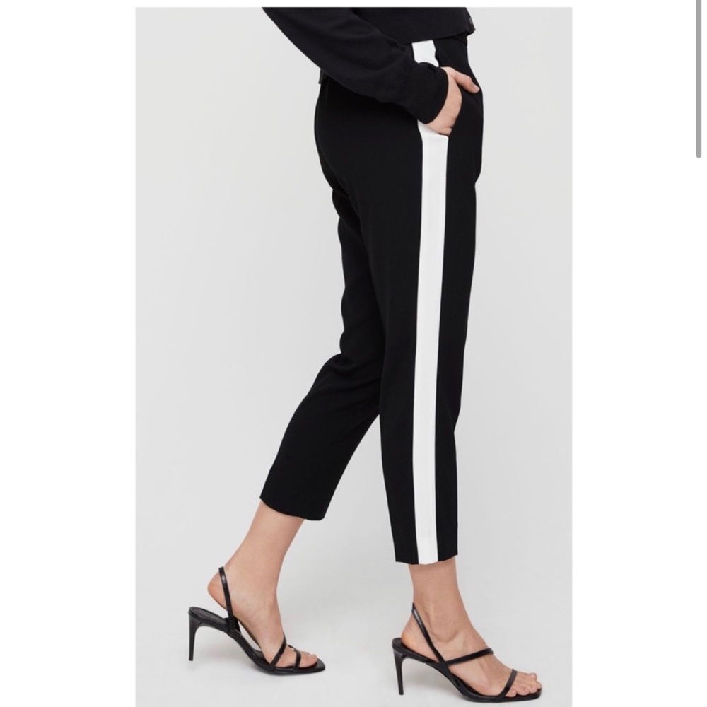 Aritzia Babaton Conan trousers slim ankle crop black white stripe pull on pant 2